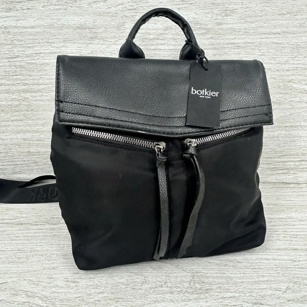 Botkier New York Black Nylon Backpack Zip Pockets Tassel Adjustable Straps